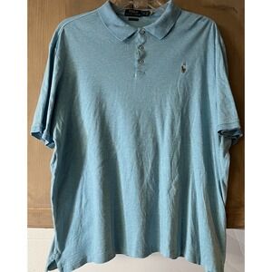 POLO‎ RALPH LAUREN Light Blue SS Polo Shirt Size XXL